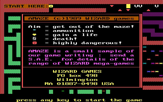 a-maze screenshot for dos