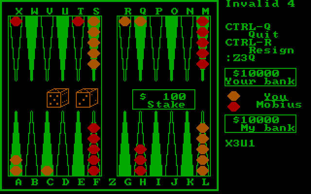 backgammon screenshot for dos