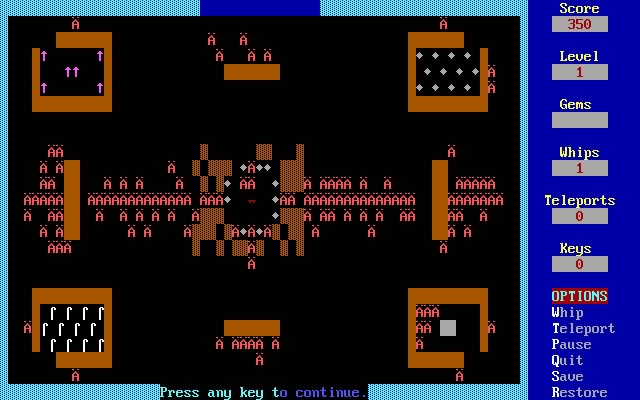 dungeons-of-kroz screenshot for dos