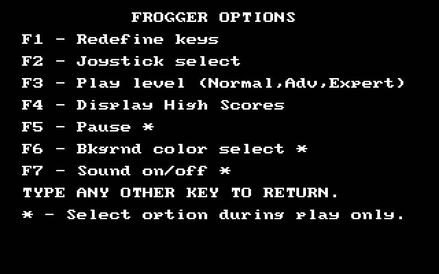 frogger screenshot for dos