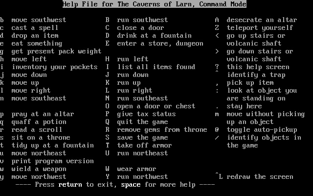 larn screenshot for dos