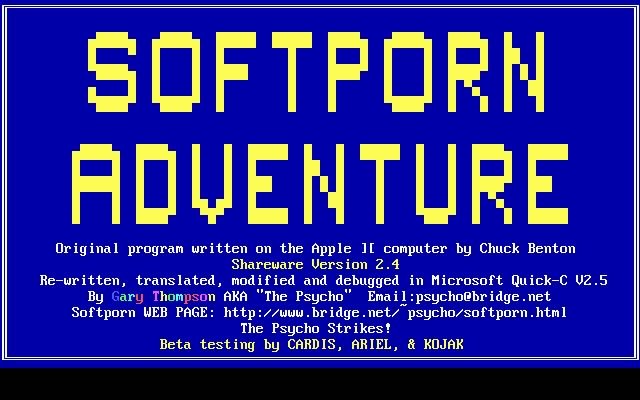 softporn-adventure screenshot for dos
