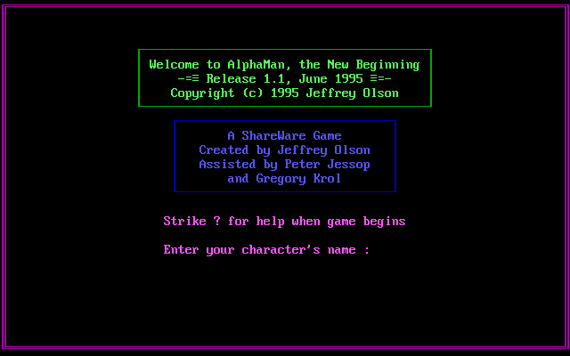 alphaman screenshot for dos