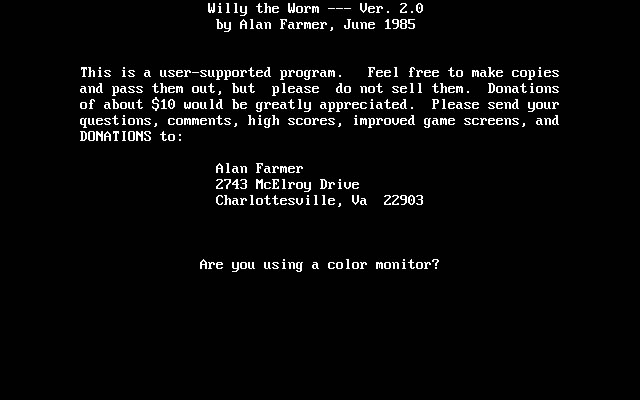 willy-the-worm screenshot for dos