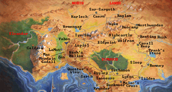 Betrayal at Krondor maps - World map