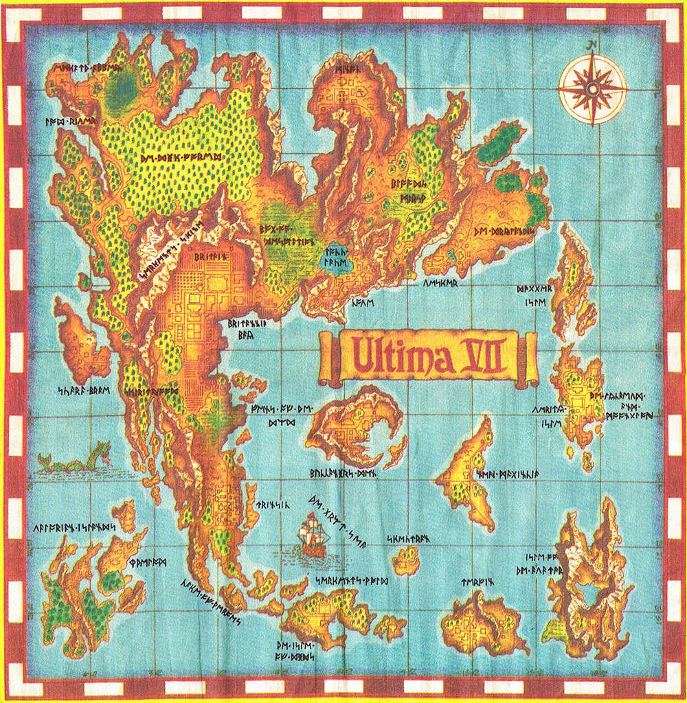 Ultima 7 Part 1: The Black Gate maps - Cloth map of Britannia