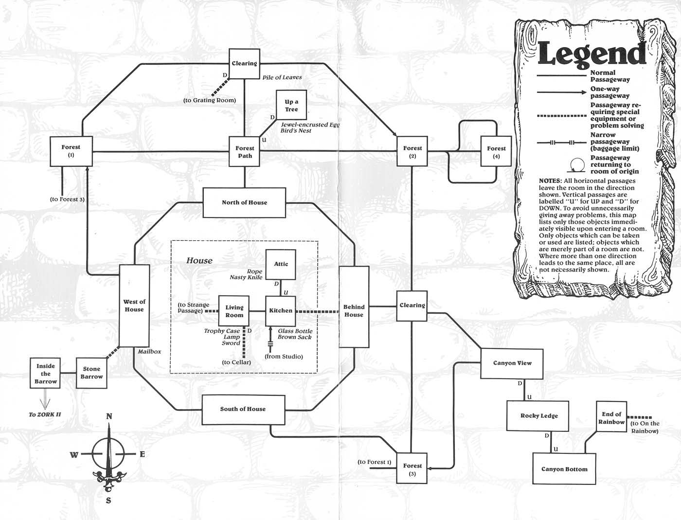 Zork I: The Great Underground Empire maps - Main map