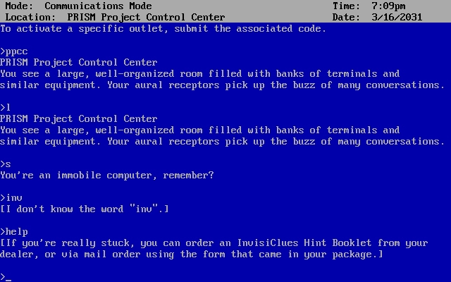 a-mind-forever-voyaging screenshot for dos