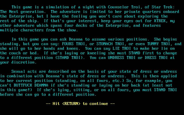 a-night-with-troi screenshot for dos
