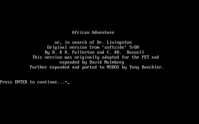 african-adventure screenshot for dos