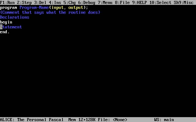 alice-the-personal-pascal screenshot for dos