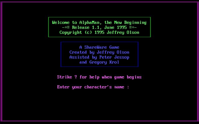 alphaman screenshot for dos