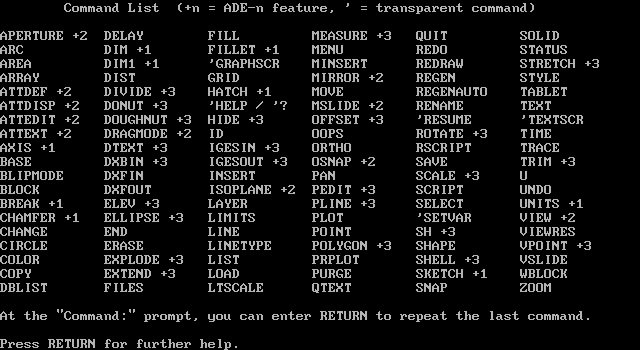 autocad-2-5 screenshot for dos