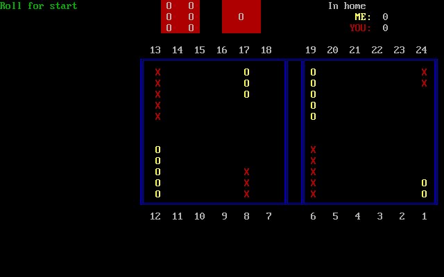 backgammon screenshot for dos