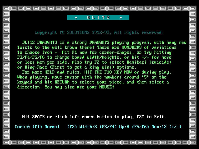 blitz-draughts screenshot for dos