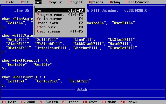 Borland Turbo C v1 screenshot