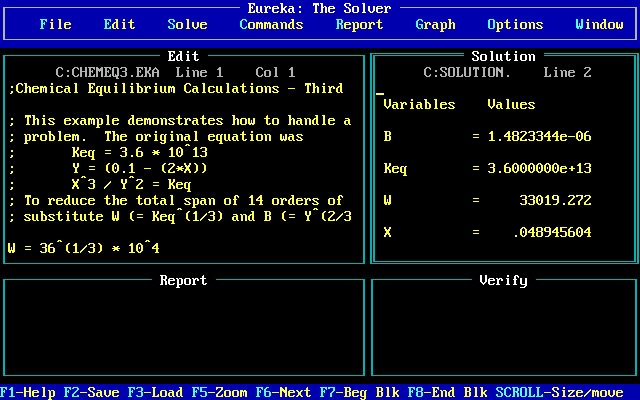 Borland Eureka: the Solver screenshot