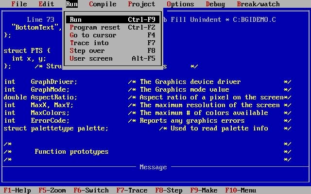 Borland Turbo C v2 screenshot