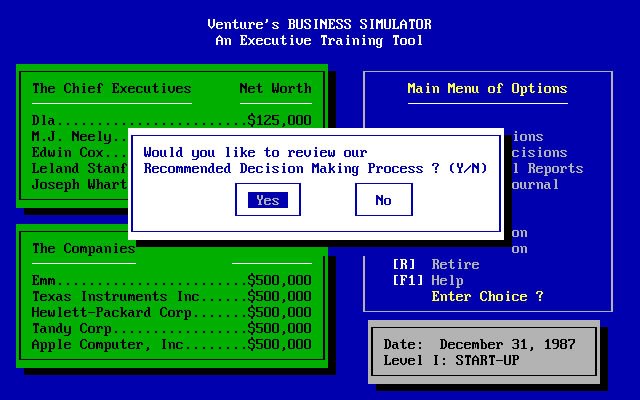 business-simulator screenshot for dos