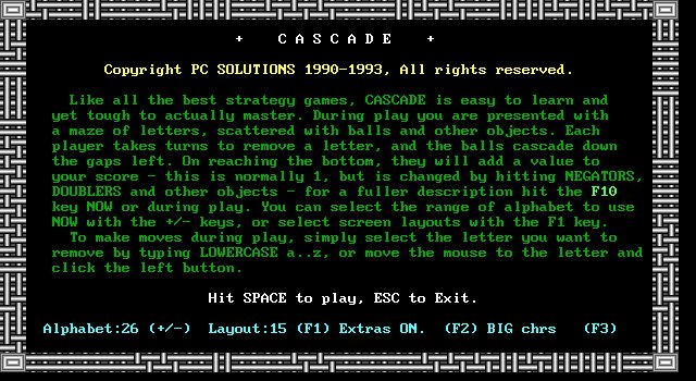 cascade screenshot for dos