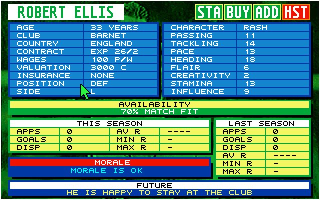 championship-manager screenshot for dos