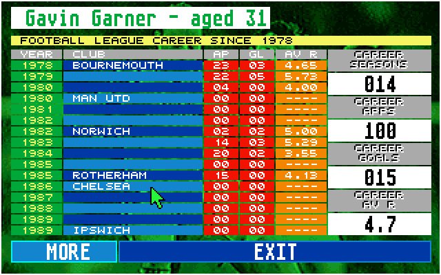 championship-manager screenshot for dos