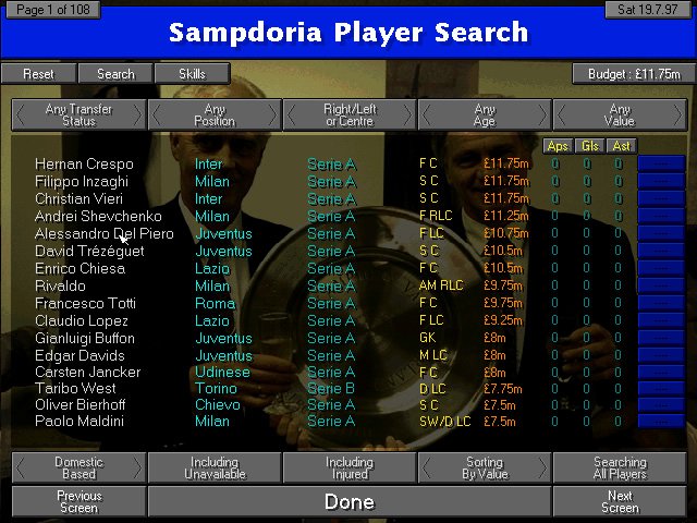 Championship Manager: Season 97/98 screenshot