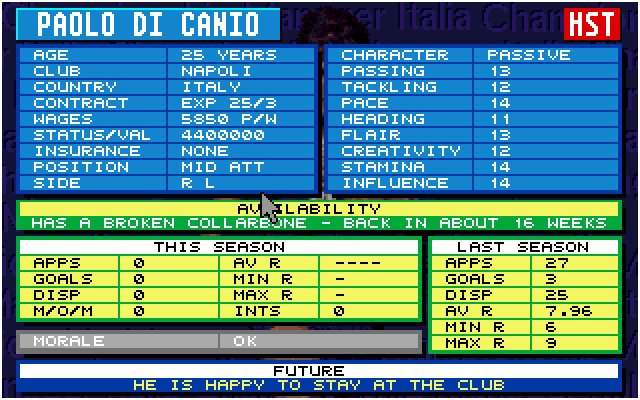 championship-manager-italia screenshot for dos