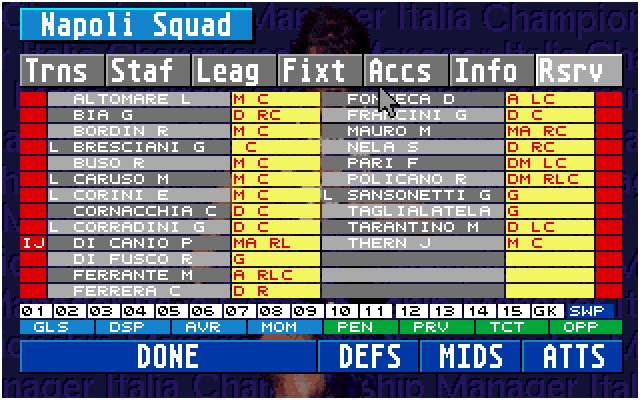 championship-manager-italia screenshot for dos