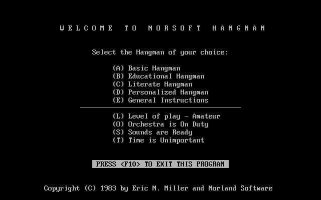 classic-hangman screenshot for dos