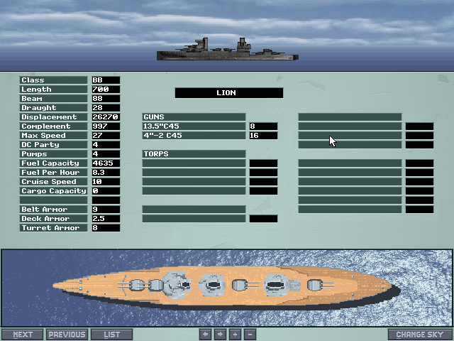 great-naval-battles-vol-5-demise-of-the-dreadnoughts-1914-18 screenshot for dos
