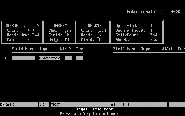 dBASE III screenshot