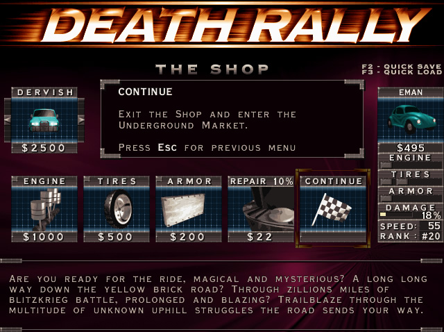 death-rally screenshot for dos