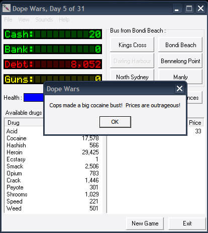 dope-wars screenshot for winxp