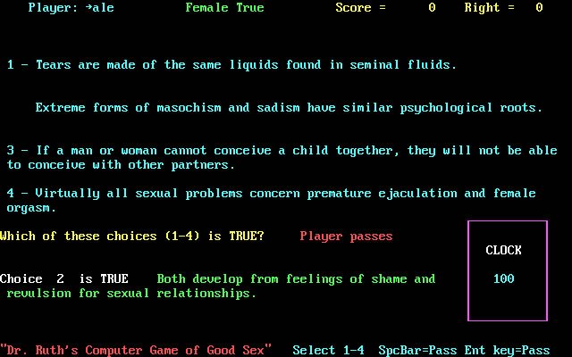 Dr. Ruth Computer Game of Good Sex screenshot