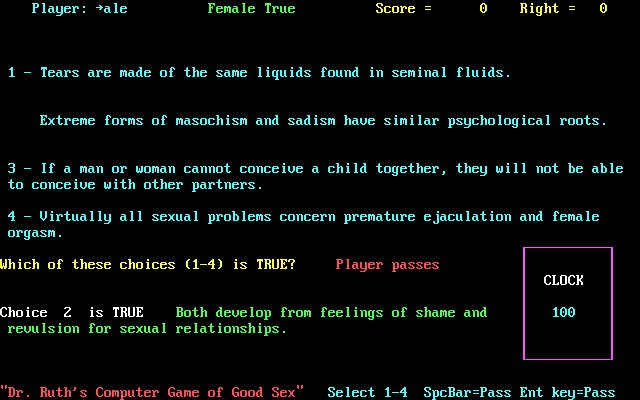 Dr. Ruth Computer Game of Good Sex screenshot