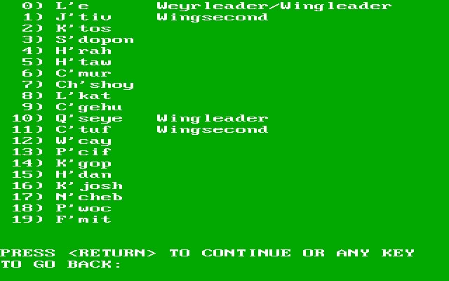 dragonriders-of-pern screenshot for dos