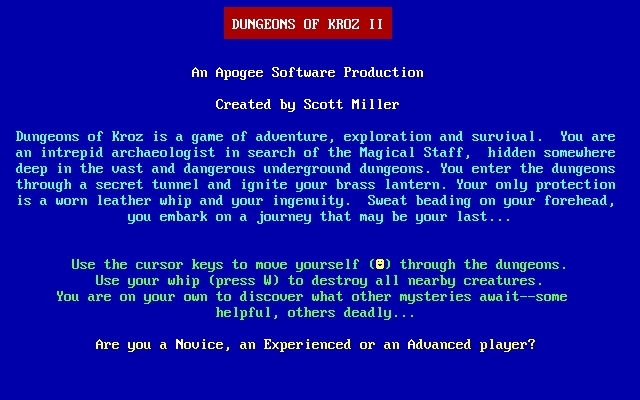 dungeons-of-kroz-2 screenshot for dos