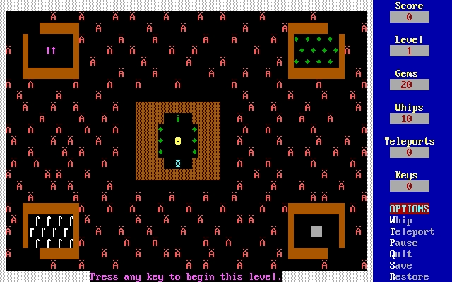 dungeons-of-kroz-2 screenshot for dos