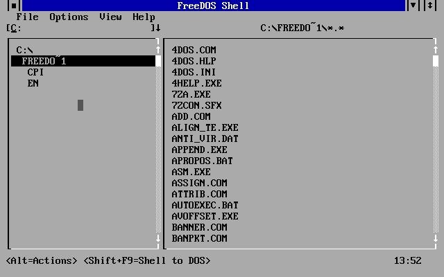 FreeDOS Shell screenshot