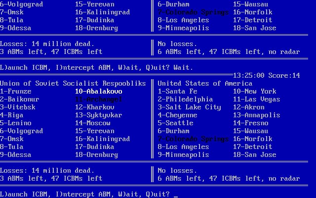 global-thermo-war screenshot for dos