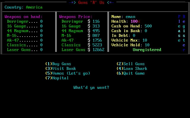 guns-r-us screenshot for dos