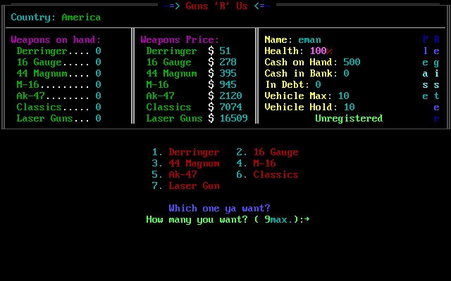 guns-r-us screenshot for dos