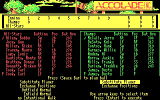 hardball screenshot for dos