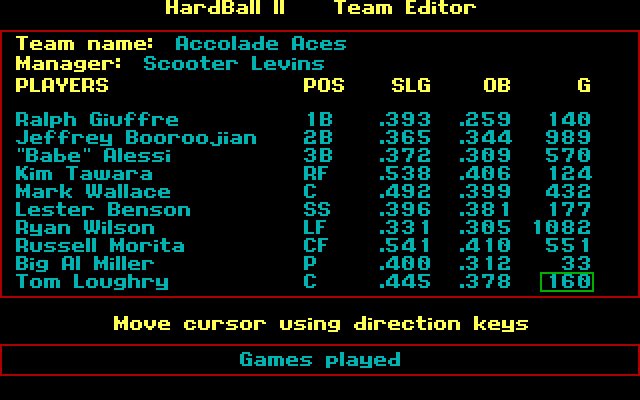 hardball-2 screenshot for dos