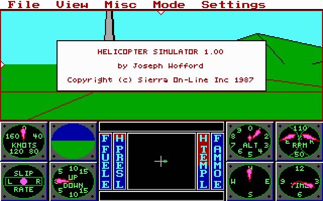 helicopter-simulator screenshot for dos