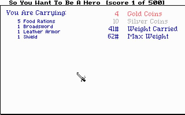 hero-s-quest-so-you-want-to-be-a-hero screenshot for dos