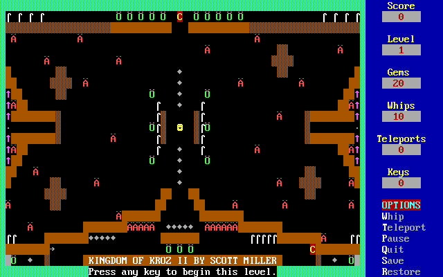 kingdom-of-kroz-2 screenshot for dos