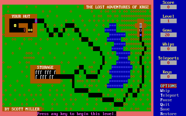 lost-adventures-of-kroz screenshot for dos