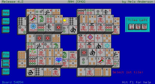 mah-jongg-solitaire screenshot for dos